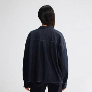Lee 26年秋冬新品舒适版翻领Logo刺绣清水洗女长袖衬衫休闲