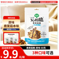 雪榕 鹿茸菇菇脆原味60g非膨化零食低卡解馋办公室小吃航天合作品牌