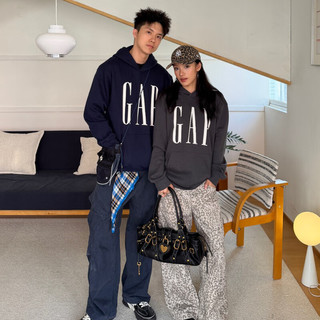 Gap 1SS623908 抓绒连帽卫衣 黑灰色 M(170/92A)