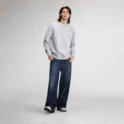 Lee 26早秋新品五袋款宽松阔腿牛仔裤深蓝色