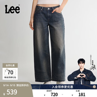Lee 26早秋新品五袋款430超A阔腿牛仔裤中深蓝色