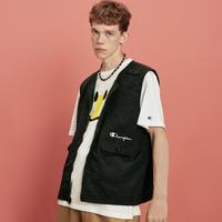 Champion 春夏男式户外无袖马甲工装机能马夹刺绣草写LOGO