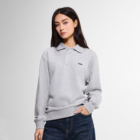 Lee 26早秋新品舒适版翻领设计Logo皮牌男女同款长袖卫衣