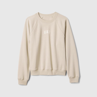 Gap 女装春款刺绣logo圆领卫衣简约基础款上衣美版765585 米色 M 美码  XL亚洲码170/96A