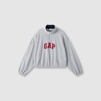 Gap 女装法式圈织毛巾绣logo立领卫衣休闲上衣637674 浅灰 165/84A(M) 亚洲尺码