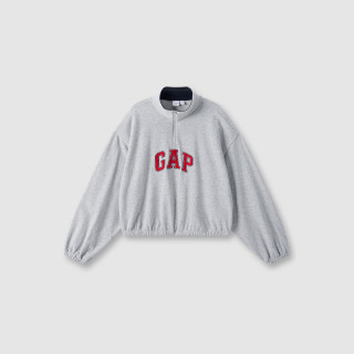 Gap 女装法式圈织毛巾绣logo立领卫衣休闲上衣637674 浅灰 165/84A(M) 亚洲尺码