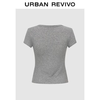 URBAN REVIVO UWH460101 假两件蕾丝拼接 T恤