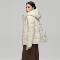 雪中飞 女士短款连帽羽绒服 白色 S码