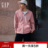 Gap 男女装秋季款logo法式圈织拉链连帽卫衣宽松外套720972 粉色 （刺绣logo） 2XL (185/104A) 亚洲尺码