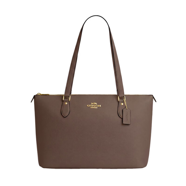 PLUS会员：COACH 女士GALLERY大号单肩手提托特包深褐色CV402
