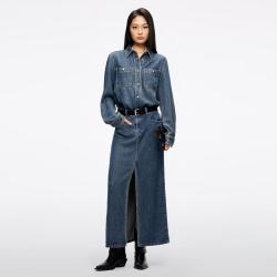 MISS SIXTY 莱赛尔 牛仔连衣裙女配腰带工装开衩长裙