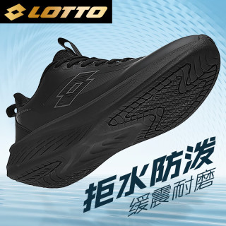 乐途 跑步鞋男鞋秋季皮面防泼水休闲鞋减震专业运动鞋子男黑色43