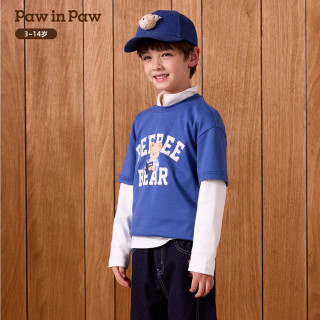 Paw in Paw 卡通小熊童装26年秋季新款男童儿童假两件卫衣 Blue蓝色/50 120