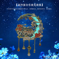 赋闲 原创成都熊猫三星堆金属冰箱贴 文创旅游纪念品 景区伴手礼批发 都江堰夜光流沙款(礼盒装)