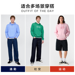 Gap 男女装秋季款logo抽绳连帽口袋卫衣宽松上衣美版708409