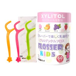 busybear 宝宝儿童专用超细牙线棒60支装单独包装便携牙签线剔牙线