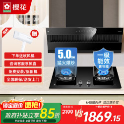 樱花 油烟机侧吸21立方大风量抽油烟机灶具套装家用自动清洗挥手智控吸油烟机灶具燃气灶套装烟灶套装  2
