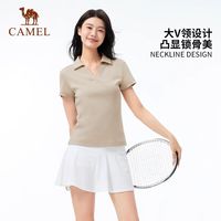 百亿补贴：骆驼 户外速干T恤女春夏棉V领短袖弹力显瘦透气徒步登山运动POLO衫