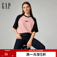 Gap 725618 纯棉撞色插肩袖 粉色 M(170/92A) 短袖T恤
