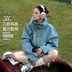 户外防风防水冲锋衣外套男女同款2026春秋新款登山服宽松夹克外套
