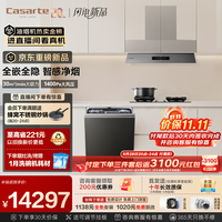 卡萨帝 致境油烟机灶具洗碗机三件套 全嵌全隐抽吸排油烟机Q5T+联动黑色定时灶z7+黑色正反洗嵌入式洗碗机