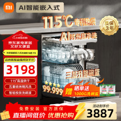 米家 小米洗碗机嵌入式洗消烘存一体机16套P2  烘干一级115℃热风水效四星级消毒全自动家用 嵌入式 16L