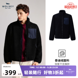 WOLSEY 男士抓绒衣立领休闲运动保暖摇粒绒秋冬通勤女款加绒外套 黑色  L