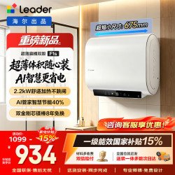 海尔 电热水器巨能洗60升双胆扁桶家用即热式热水器一级能效3300W