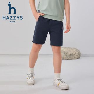 哈吉斯 品牌童装男童短裤夏季柔软透气舒适弹力休闲宽松针织五分裤 藏蓝 155