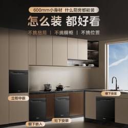 美的 嵌入式台式洗碗机 家用全自动15套大容量 台嵌两用 103L 两层