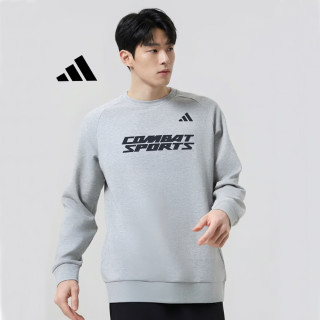 adidas 卫衣男2026新款运动休闲棉质经典圆领卫衣套头衫 灰黑 S