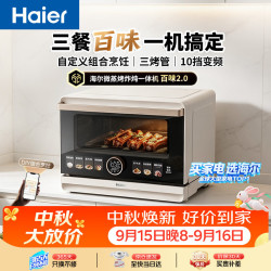 海尔 百味2.0 微蒸烤炸炖一体机智能AI识别家用台式蒸烤箱微波炉空气炸烘焙发酵白色 25L HSMW-CE25JYU1