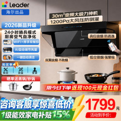 海尔 新款抽油烟机家用30立方变频大吸力顶侧双吸油烟机燃气灶具套装厨房三件套一级能效Leader