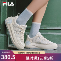 FILA 官方女鞋CACTI板鞋2026春季新款仙掌鞋时尚休闲鞋运动鞋 奶油白色/芦笋白-CW