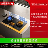 方太 家用嵌入式双灶5.2kW猛火煤气灶 定时防干烧可联动可调节尺寸02-TEK20-T天然气燃气灶 天然气