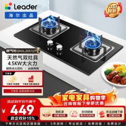 Leader 海尔出品统帅燃气灶灶具双灶家用  烟灶联动 钢化玻璃+熄火保护2D 天然气