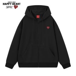 CHARLES JANG'S HAPPY HEART 王楚然同款查尔斯桃心纯色开衫卫衣男女春秋冬季百搭休闲连帽外套