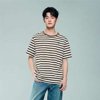 佐丹奴 2026年春夏新款纯棉条纹小马印花圆领针织休闲短袖T恤男士