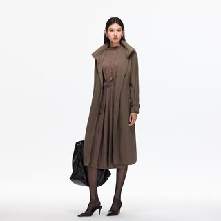 VERO MODA 325321012 含棉捏褶小立领 纯色风衣