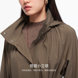 VERO MODA 325321012 含棉捏褶小立领 纯色风衣