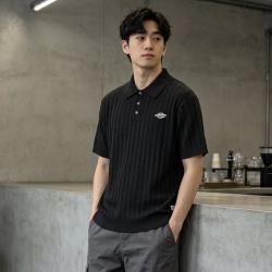 Dickies 美式潮牌男款竖纹针织翻领短袖男士通勤POLO衫