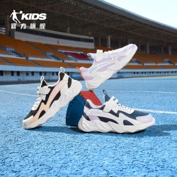 乔丹 童鞋女童跑步鞋2026新款中大童加绒皮面保暖运动鞋儿童鞋子