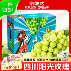 京地达 西昌阳光玫瑰葡萄礼盒净重4斤单果10g+京东自营水果源头直发包邮