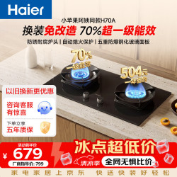 海尔 家用超节能台嵌两用燃气灶  70%高热效率5.2kw直喷超密火 可调底盘H70A 液化气20Y