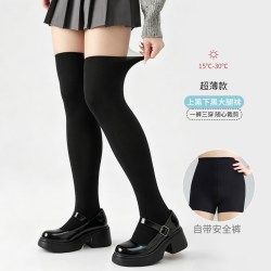 喜舒莱大码拼接丝袜女夏薄假过膝胖MM腿粗显瘦压力JK小腿袜连裤袜