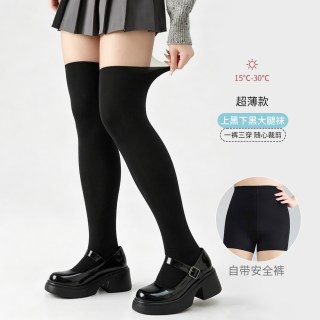 喜舒莱大码拼接丝袜女夏薄假过膝胖MM腿粗显瘦压力JK小腿袜连裤袜