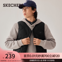 斯凯奇 棉背心男女同款梭织裥棉马甲L425U092