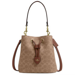 COACH 女包 Rowan 22 品牌徽标经典 皮革 水桶包手提包棕色CBH07-IMXHE