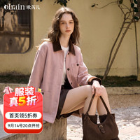OLRAIN 2026秋季外套女装甜酷休闲工装口袋宽松中长款夹克 粉色 S