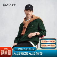 GANT 男士纯棉POLO领毛衣美式休闲翻领绞花针织衫 301-绿色 M